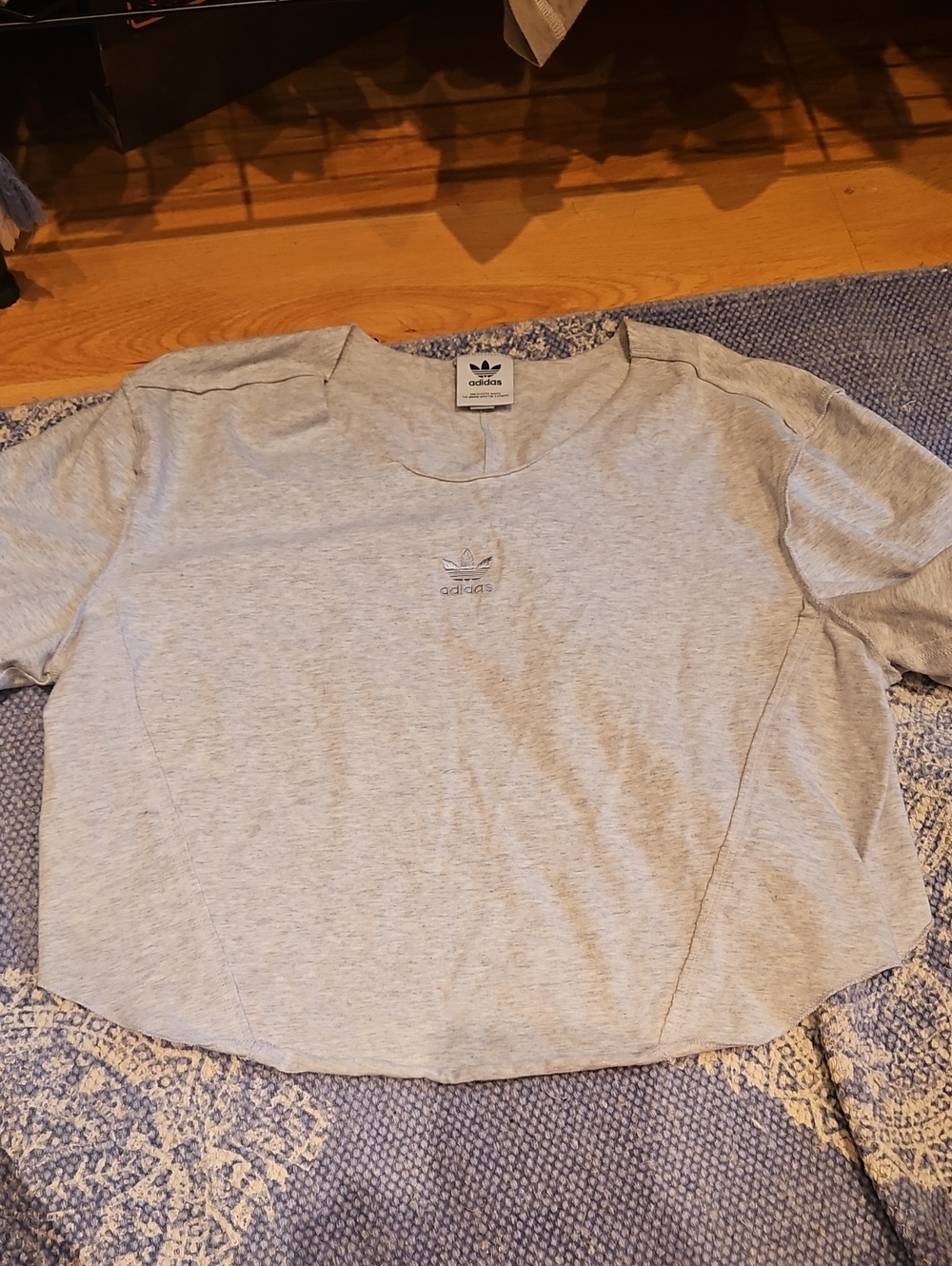 adidas Gray Trefoil Cropped Tee